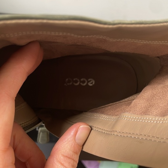 Ecco shoes platform leather boots dark green olive chunky heel booties sz 8.5 - Picture 11 of 13